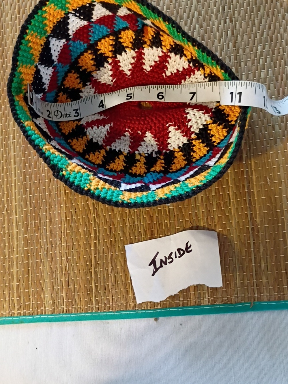 Hand-made Multicolor Geometric Beanie - Picture 7 of 8